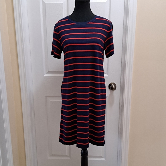 ❤️ BCBGeneration 2 Pack Dresses Navy Red Striped Solid Women's Medium Dress NWOT - Picture 14 of 16